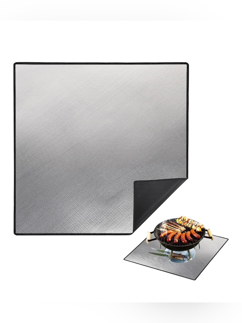 Modern Flame Tools 48× 48 inches Square Fire Pit Mat,4-Layer Fireproof Under Gri